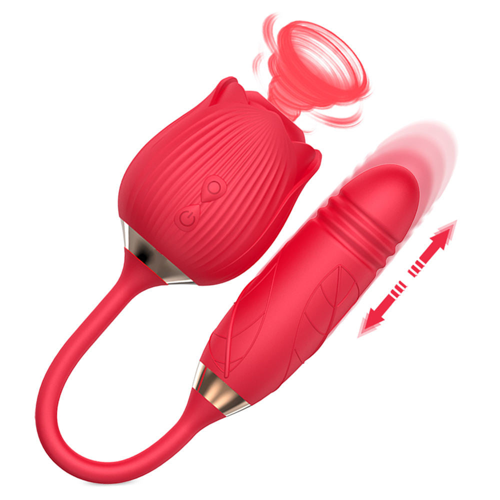 Dual-Function Rose Suction & Thrusting Vibrator