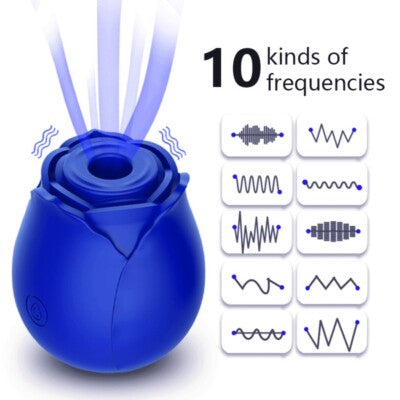 Blue Rose Clitoral Sucking Vibrator – 10 Modes, Waterproof, USB Rechargeable, Quiet