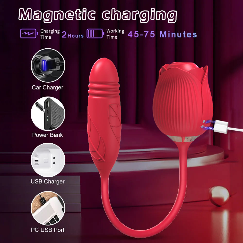 Dual-Function Rose Suction & Thrusting Vibrator