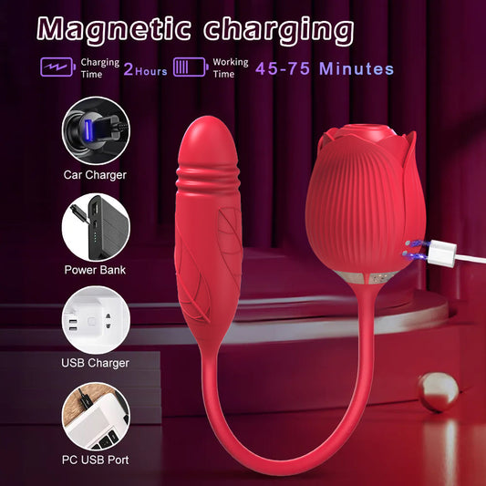 Dual-Function Rose Suction & Thrusting Vibrator